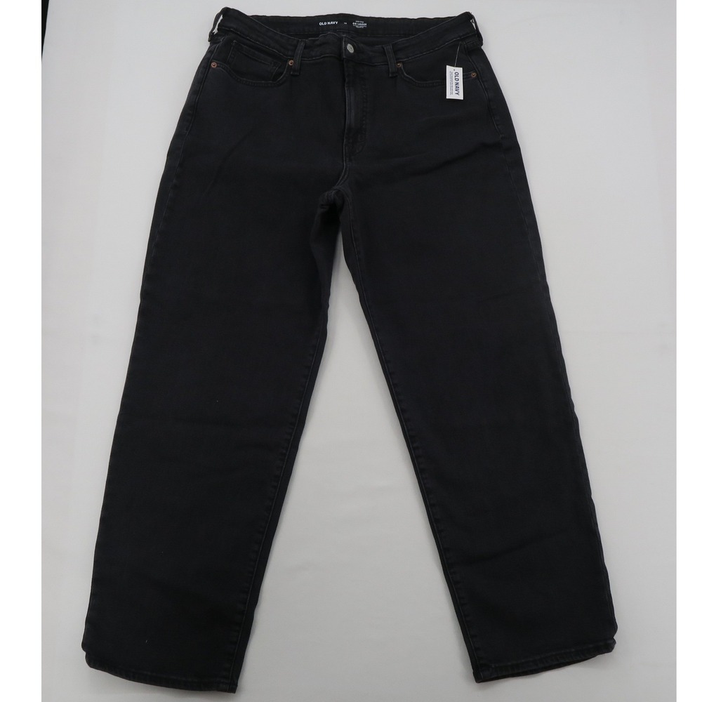 Old Navy OG Loose High-Rise Jeans Black Wide Leg Denim Womens 16 NEW